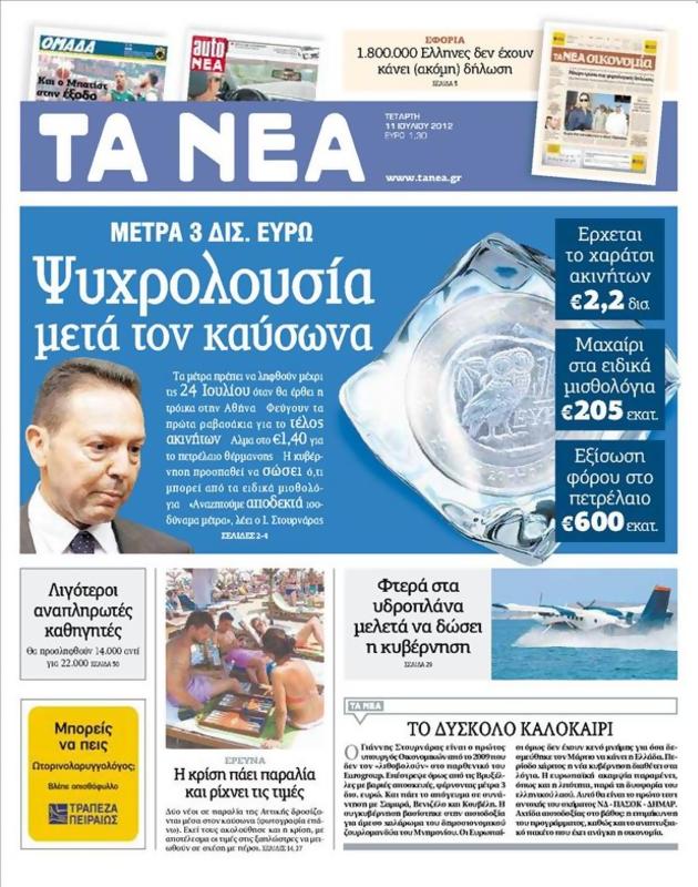 Πρωτοσέλιδο Τα Νέα