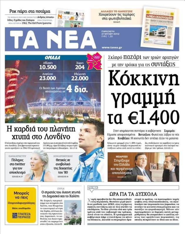 Πρωτοσέλιδο Τα Νέα