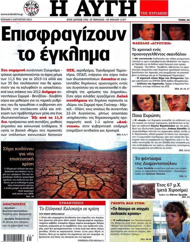 Πρωτοσέλιδο Αυγή