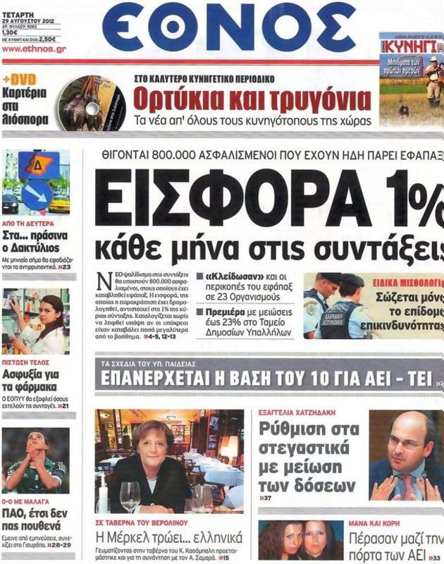 Πρωτοσέλιδο Έθνος