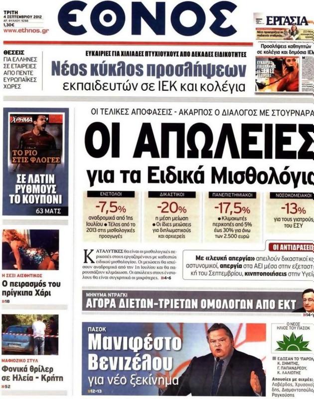 Πρωτοσέλιδο Έθνος