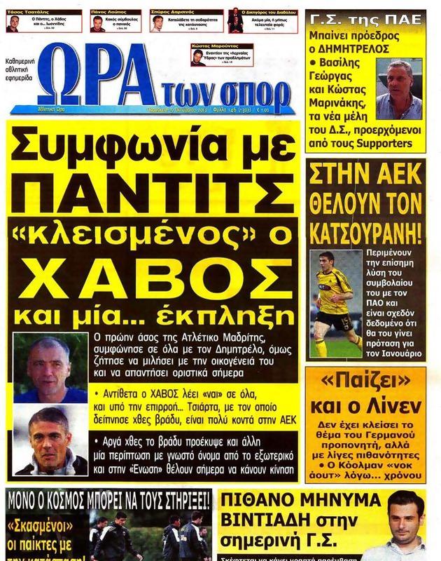 Πρωτοσέλιδο Ωρα για Σπορ