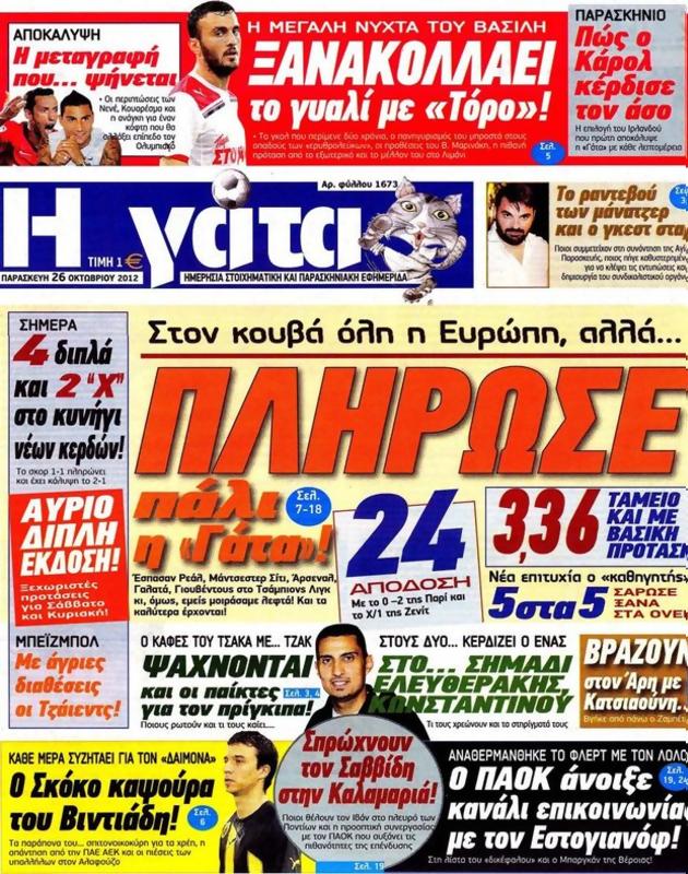 Πρωτοσέλιδο Η Γάτα