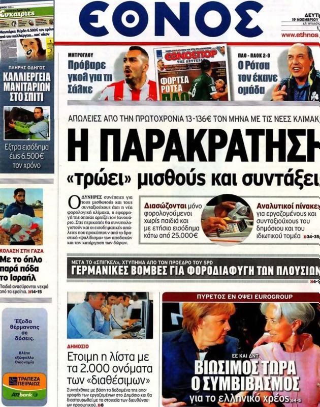 Πρωτοσέλιδο Έθνος