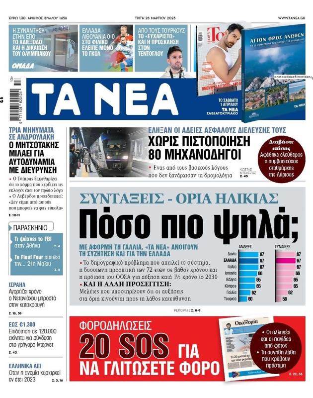 Πρωτοσέλιδο Τα Νέα