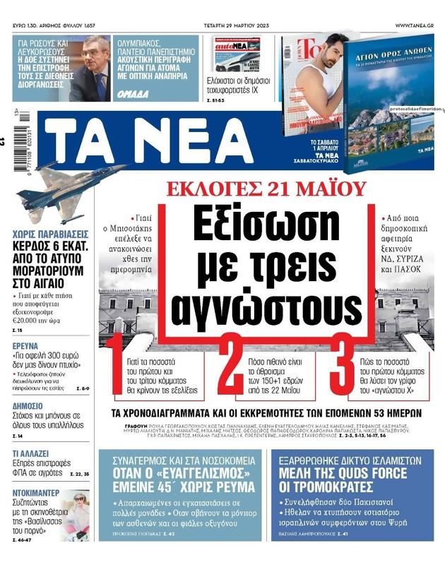 Πρωτοσέλιδο Τα Νέα