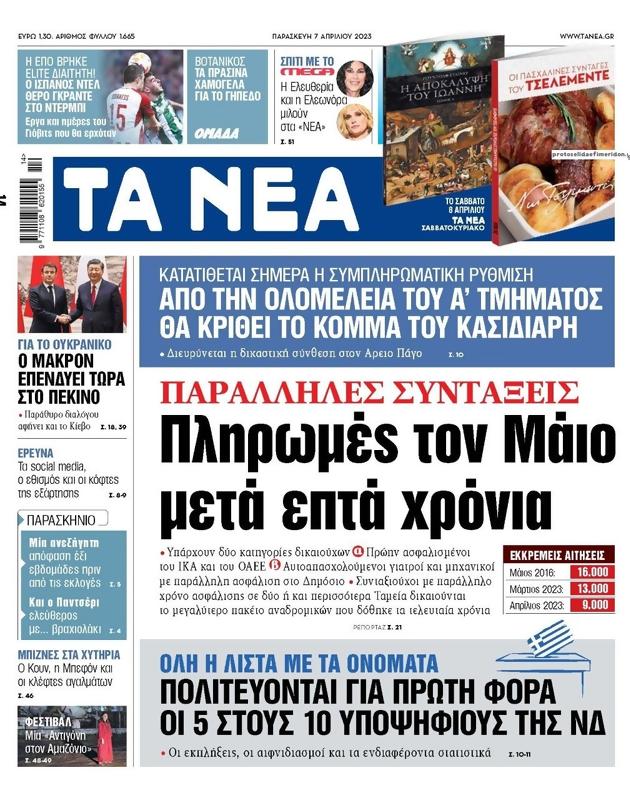Πρωτοσέλιδο Τα Νέα