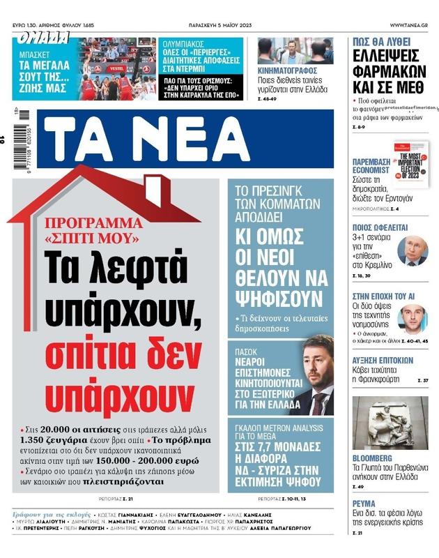 Πρωτοσέλιδο Τα Νέα