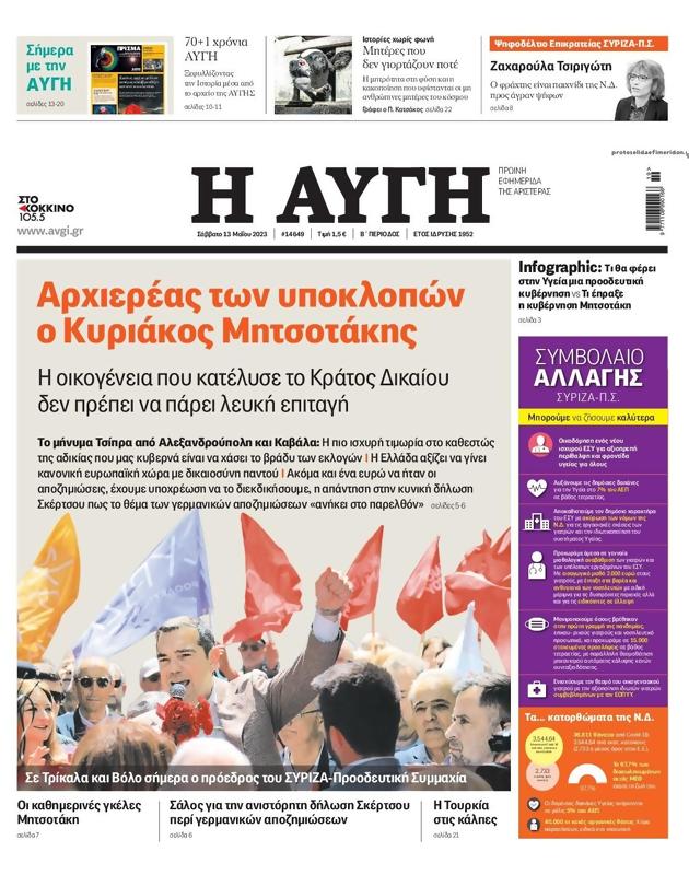 Πρωτοσέλιδο Αυγή