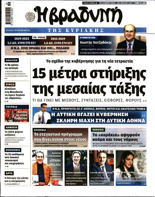 Πρωτοσέλιδο Η Βραδυνή