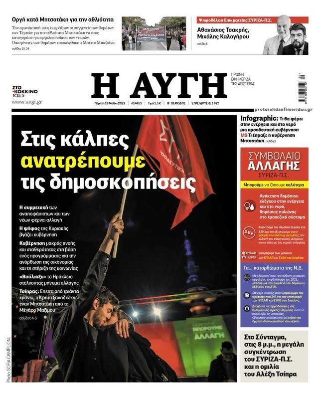 Πρωτοσέλιδο Αυγή