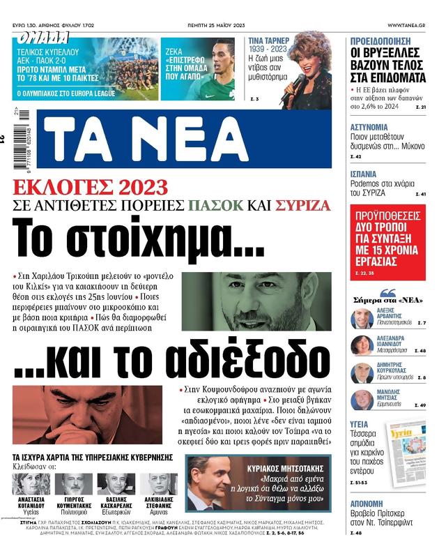 Πρωτοσέλιδο Τα Νέα