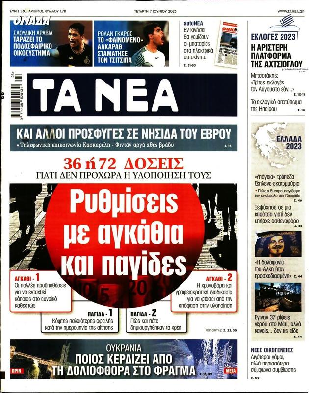 Πρωτοσέλιδο Τα Νέα