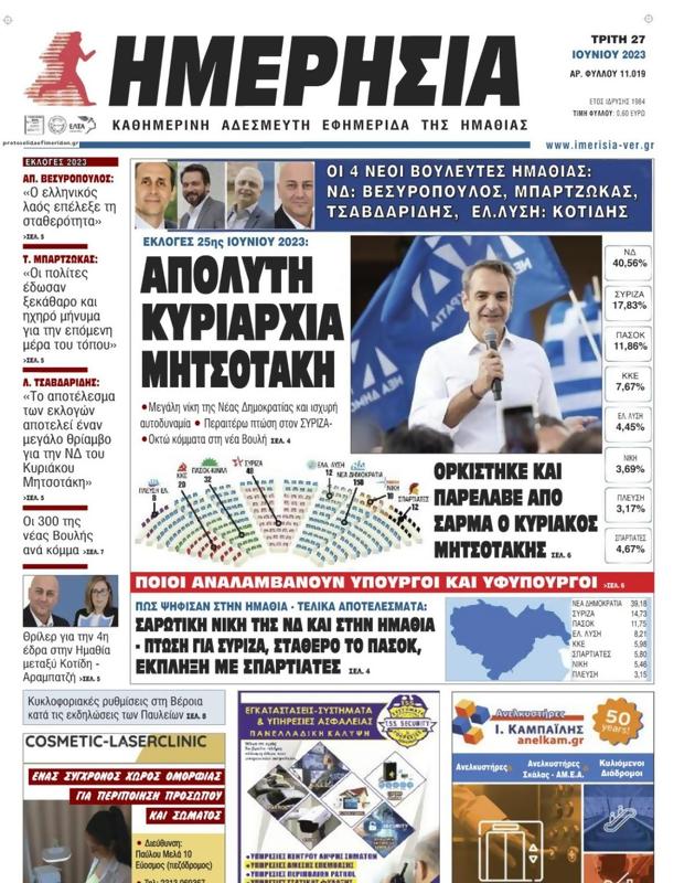 Πρωτοσέλιδο Ημερησία
