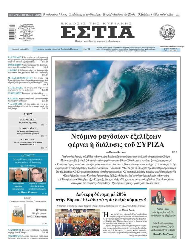 Πρωτοσέλιδο Εστία