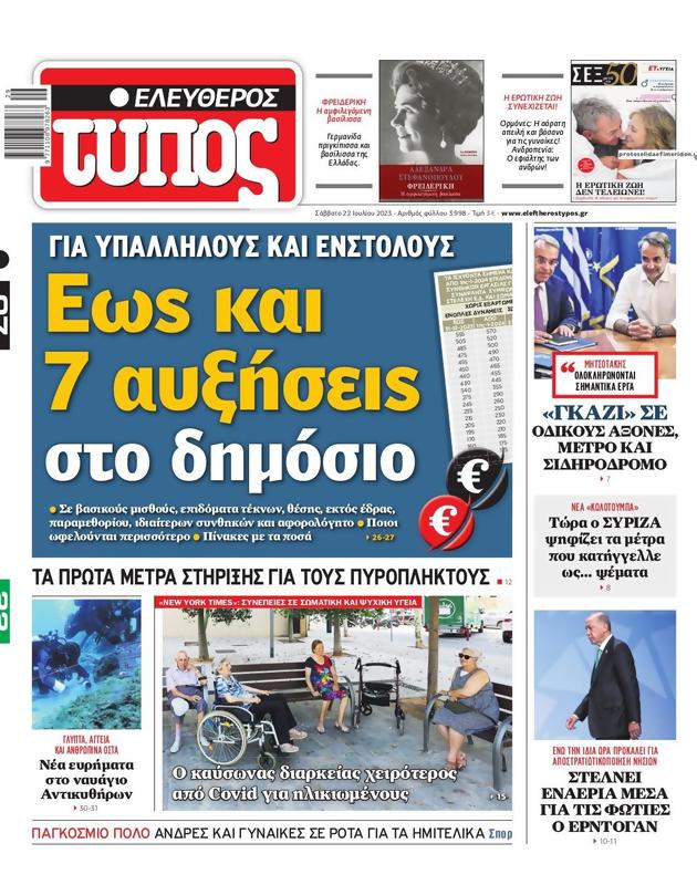 Πρωτοσέλιδο Ελεύθερος Τύπος