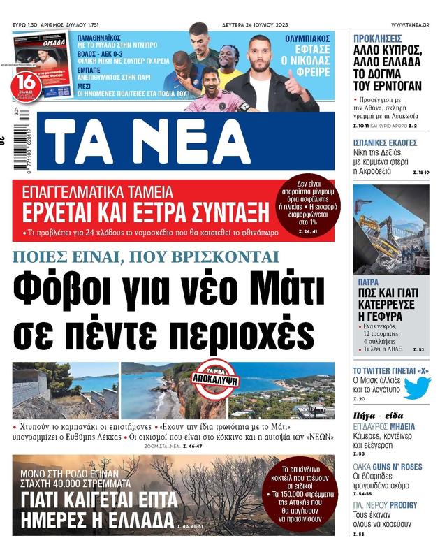 Πρωτοσέλιδο Τα Νέα