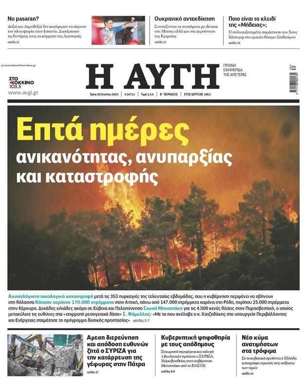 Πρωτοσέλιδο Αυγή