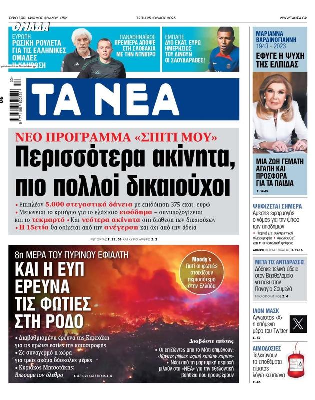 Πρωτοσέλιδο Τα Νέα
