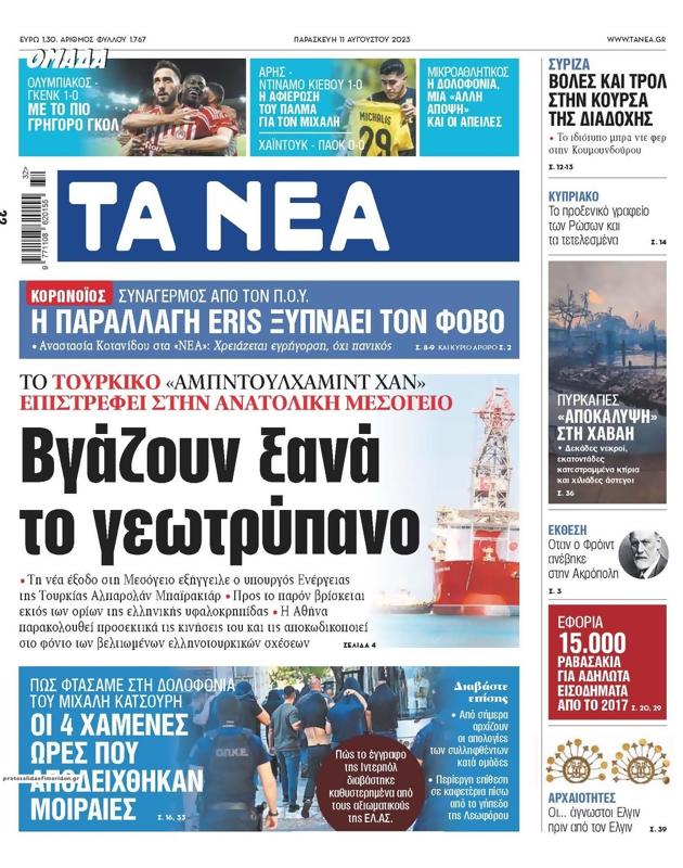 Πρωτοσέλιδο Τα Νέα
