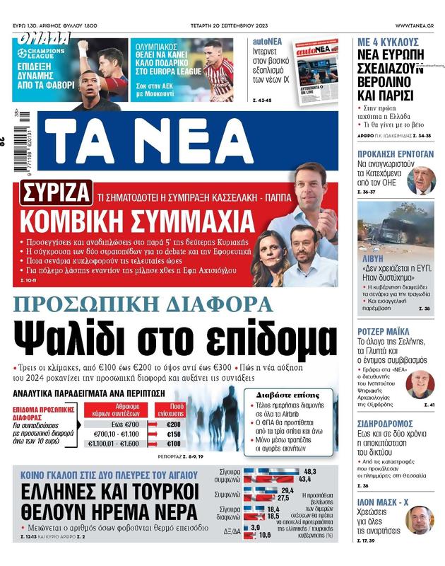 Πρωτοσέλιδο Τα Νέα