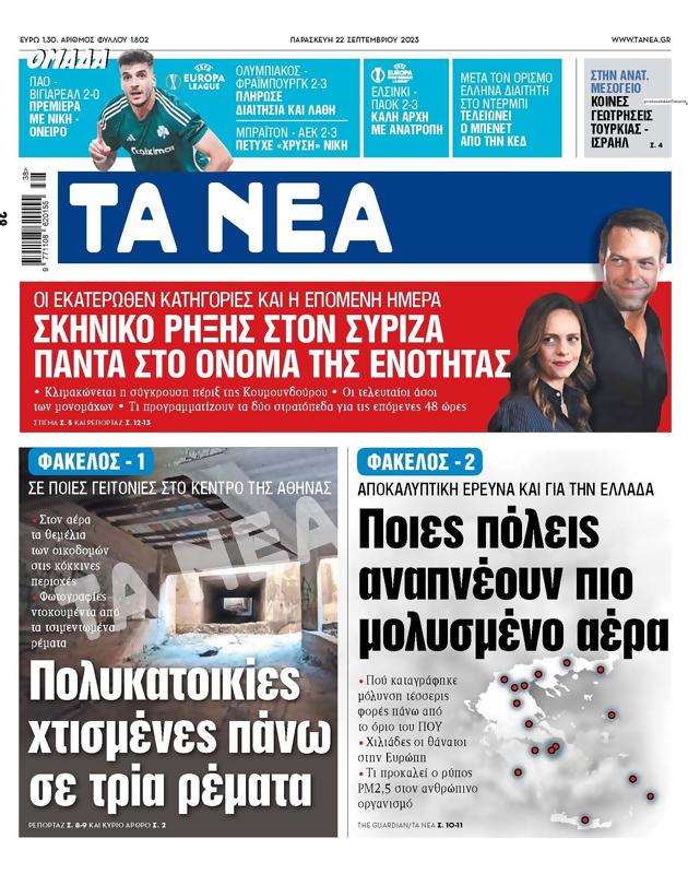 Πρωτοσέλιδο Τα Νέα