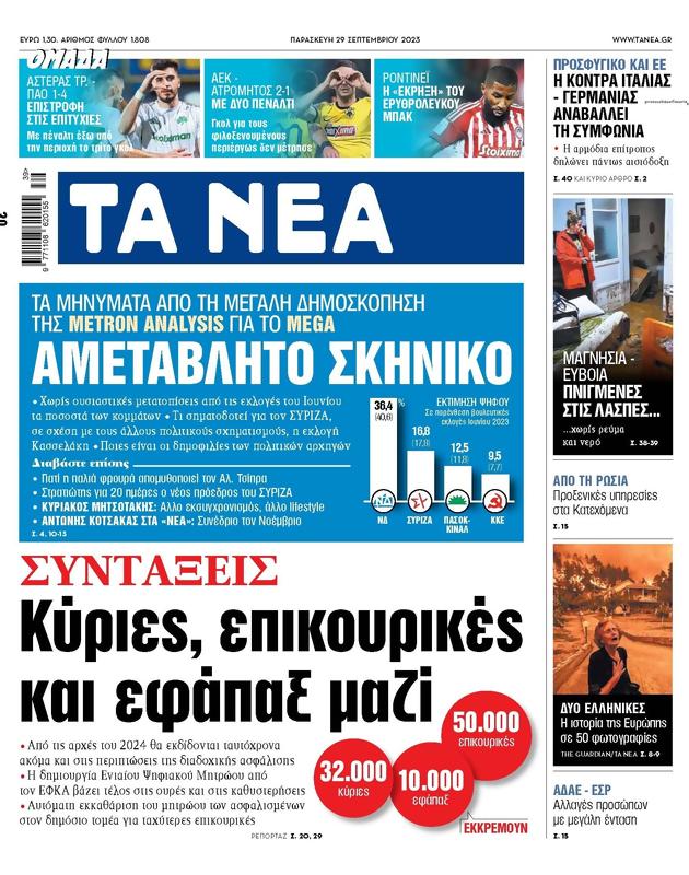 Πρωτοσέλιδο Τα Νέα