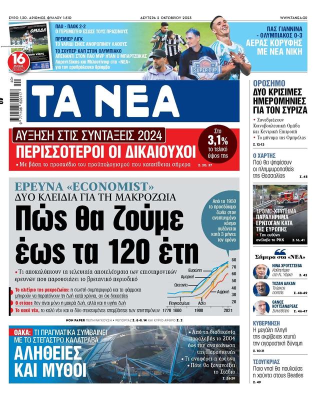 Πρωτοσέλιδο Τα Νέα