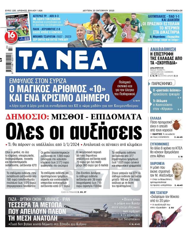Πρωτοσέλιδο Τα Νέα