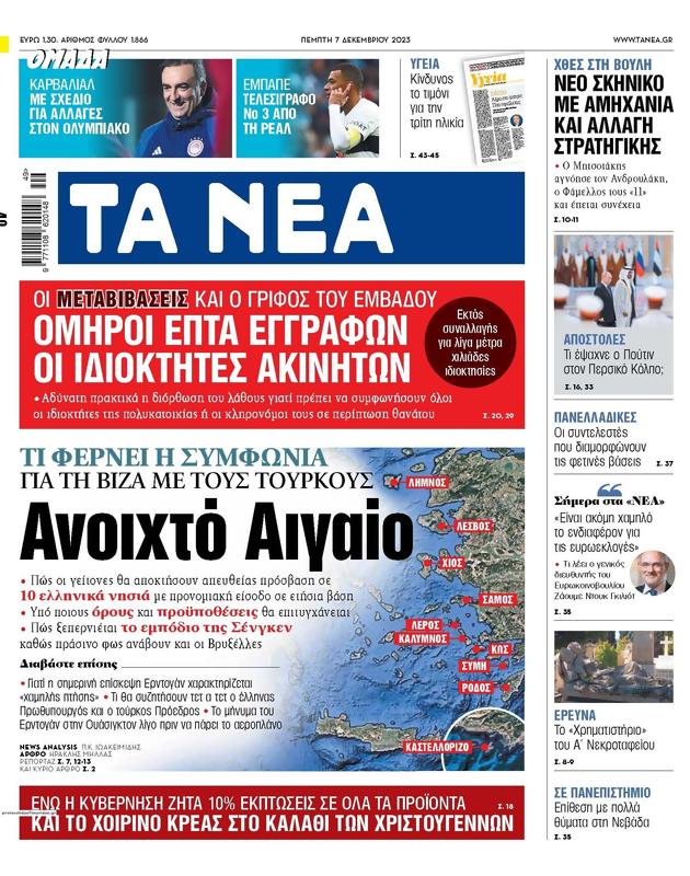 Πρωτοσέλιδο Τα Νέα