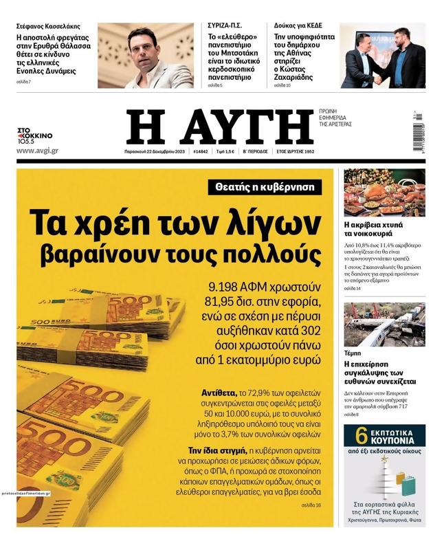 Πρωτοσέλιδο Αυγή
