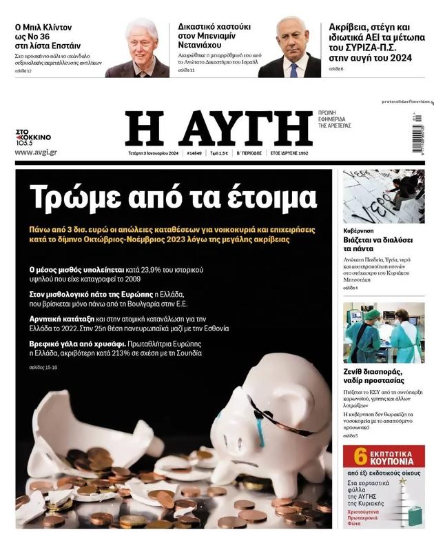 Πρωτοσέλιδο Αυγή