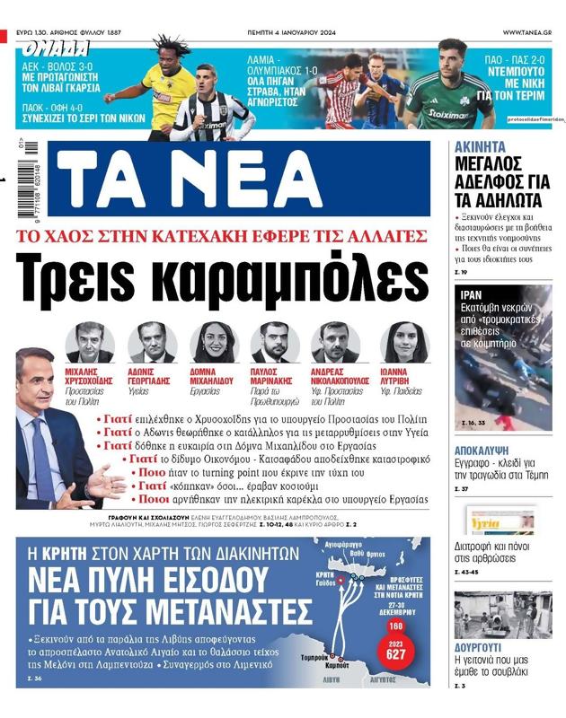 Πρωτοσέλιδο Τα Νέα