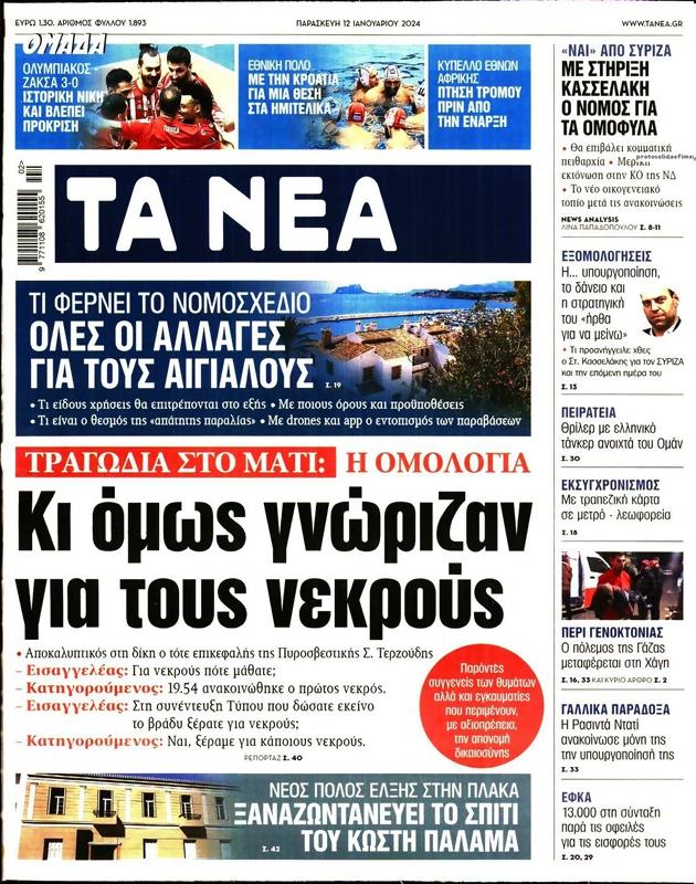 Πρωτοσέλιδο Τα Νέα