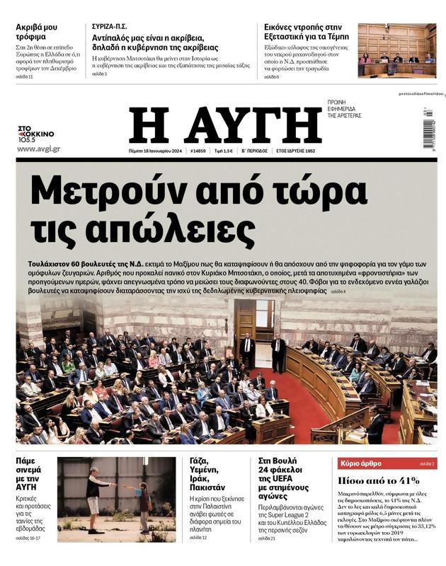 Πρωτοσέλιδο Αυγή