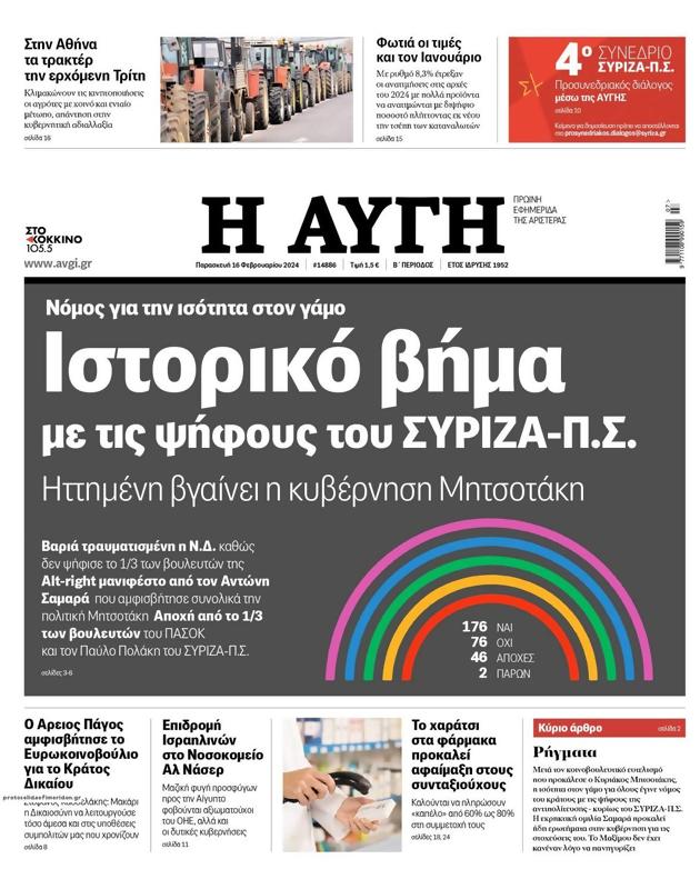 Πρωτοσέλιδο Αυγή