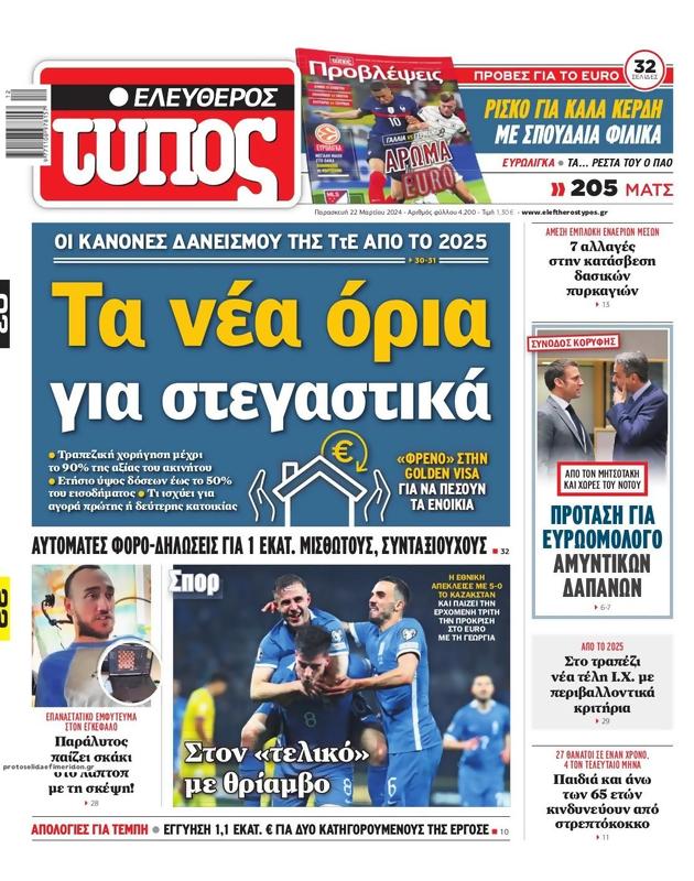 Πρωτοσέλιδο Ελεύθερος Τύπος