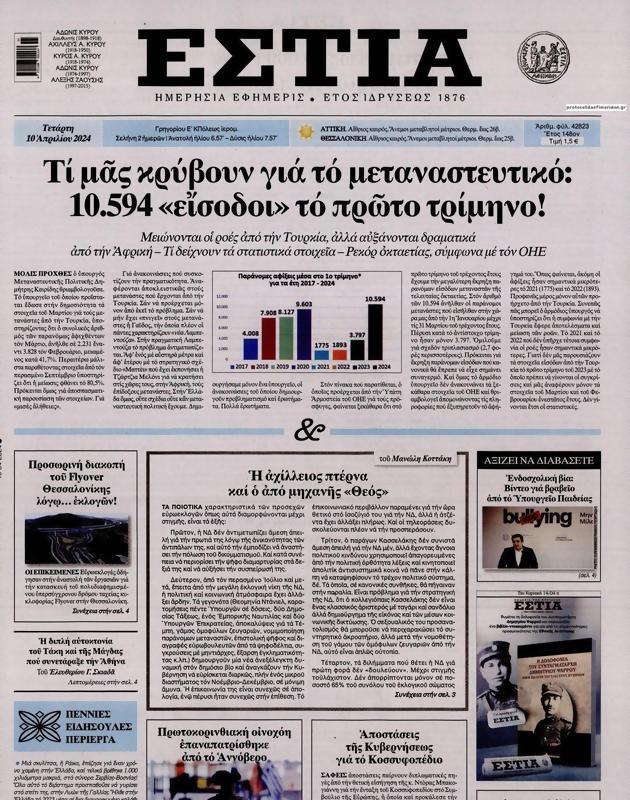 Πρωτοσέλιδο Εστία