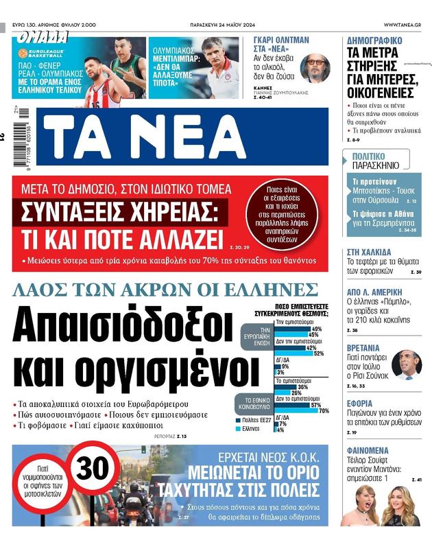 Πρωτοσέλιδο Τα Νέα