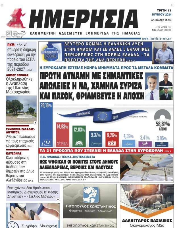 Πρωτοσέλιδο Ημερησία