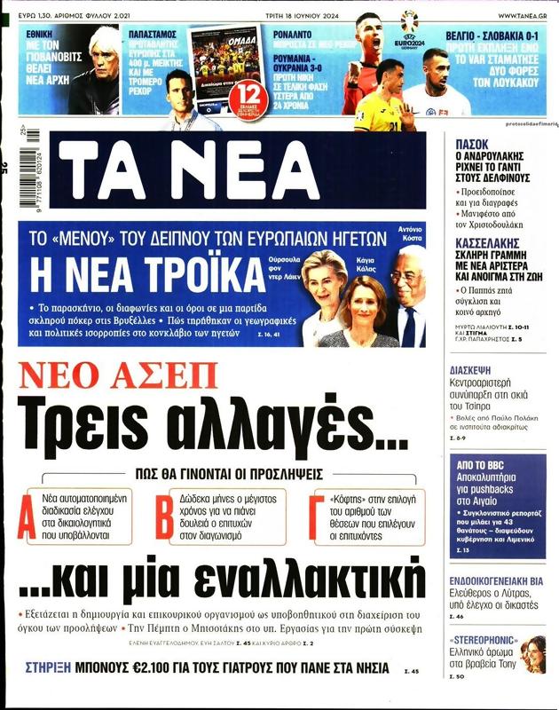 Πρωτοσέλιδο Τα Νέα