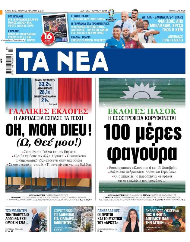 Πρωτοσέλιδο Τα Νέα