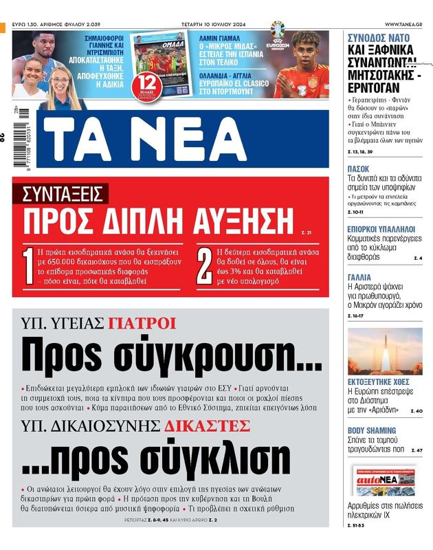 Πρωτοσέλιδο Τα Νέα