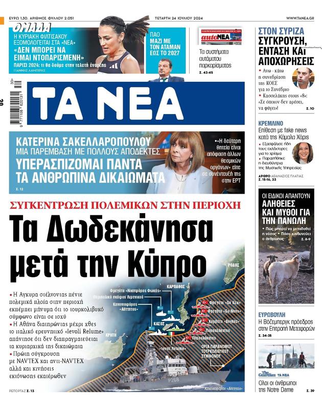 Πρωτοσέλιδο Τα Νέα