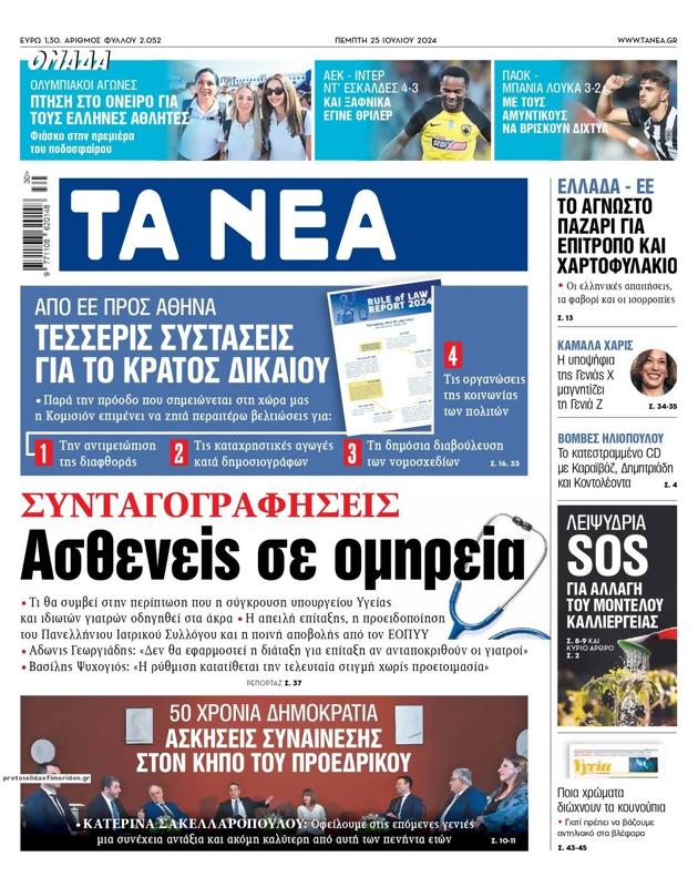 Πρωτοσέλιδο Τα Νέα