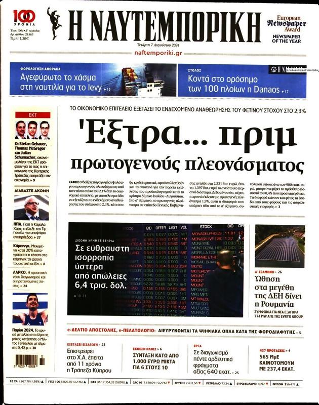 Πρωτοσέλιδο Ναυτεμπορική