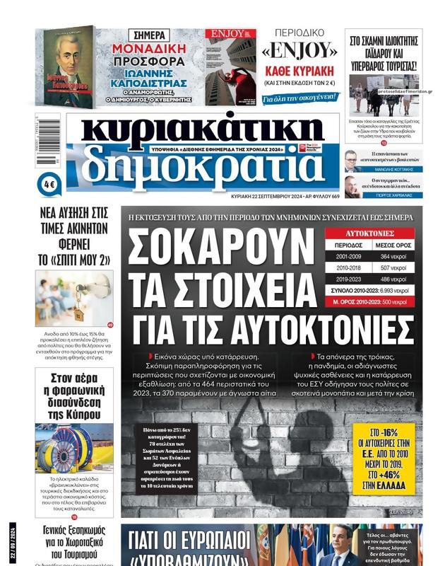 Πρωτοσέλιδο Δημοκρατία