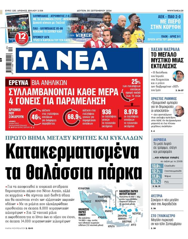 Πρωτοσέλιδο Τα Νέα