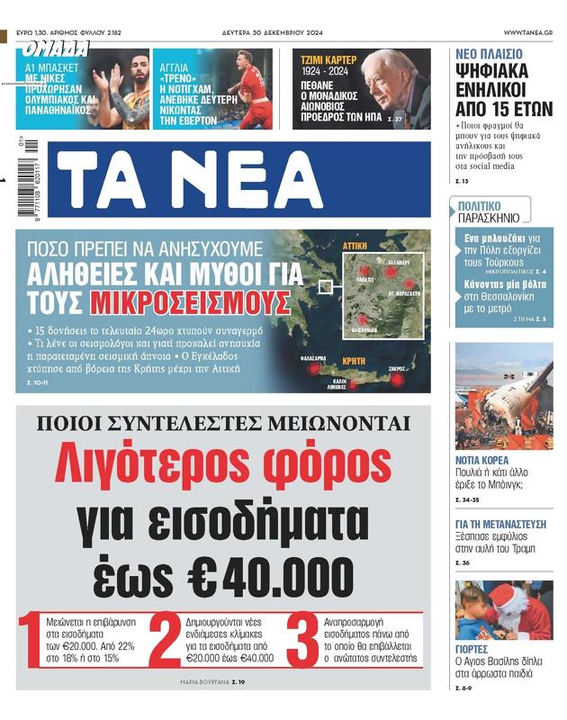 Πρωτοσέλιδο Τα Νέα