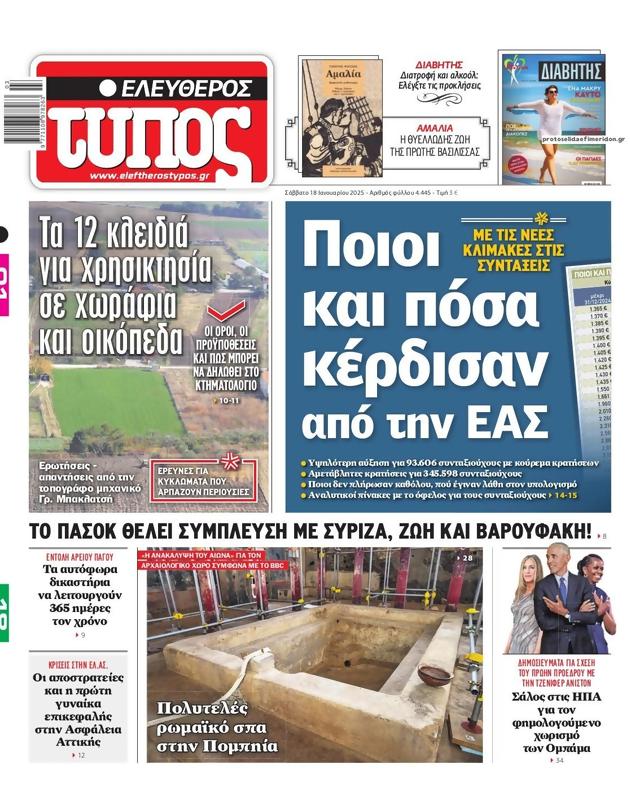 Πρωτοσέλιδο Ελεύθερος Τύπος
